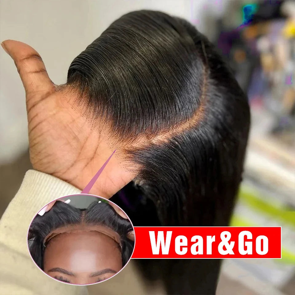 Pre Cut No Glue Bone Straight Glueless Wigs Human Hair 26 Inch