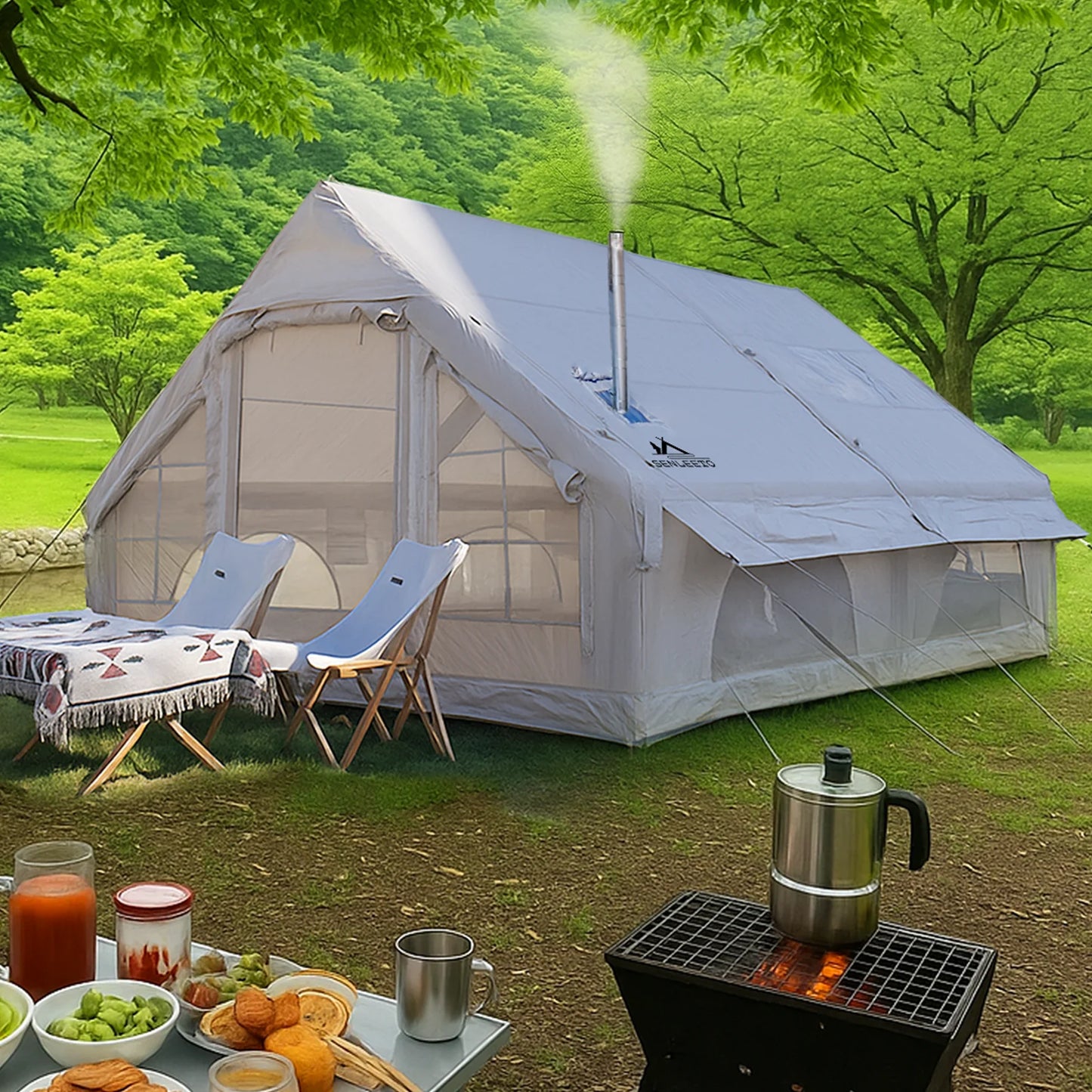 Inflatable Camping Tent For 8 To 10 Persons Waterproof