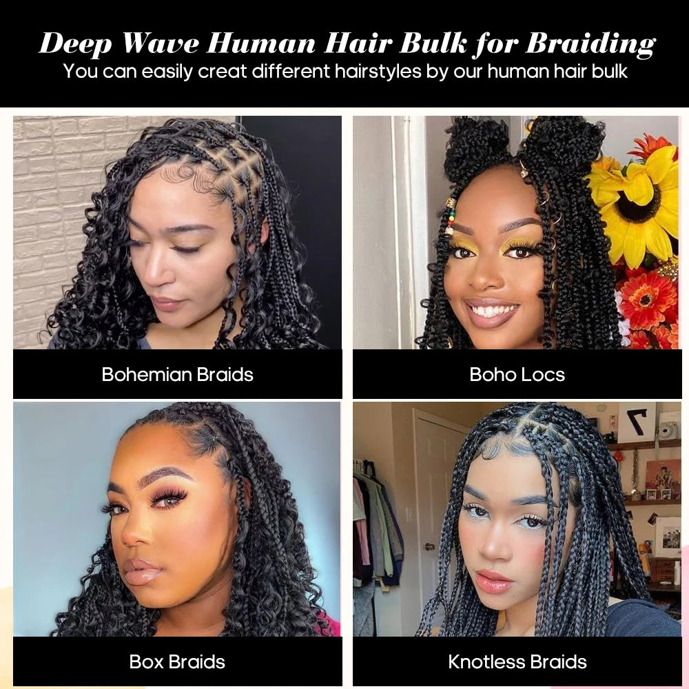 2 Bundles Human Braiding Hair for Boho Braids,