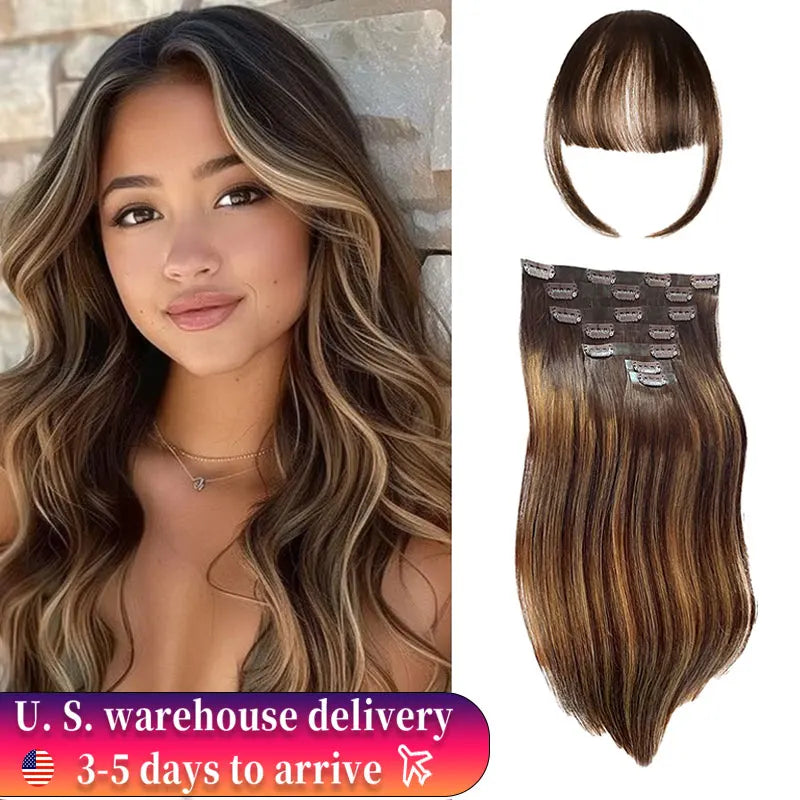 Honey Blonde Straight Clip in Hair Extensions Real Human Hair