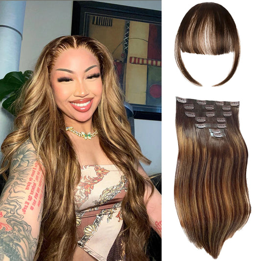 Straight Hair Clip In Human Hair Extensions 100% Real Human Haiir