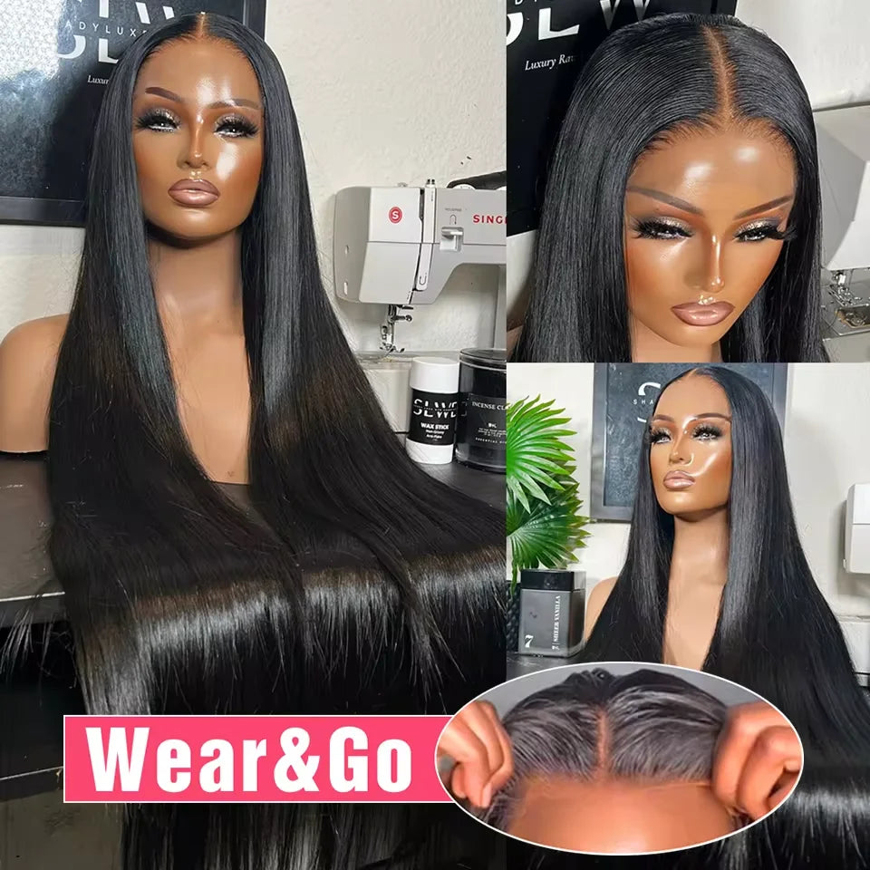 Pre Cut No Glue Bone Straight Glueless Wigs Human Hair 26 Inch