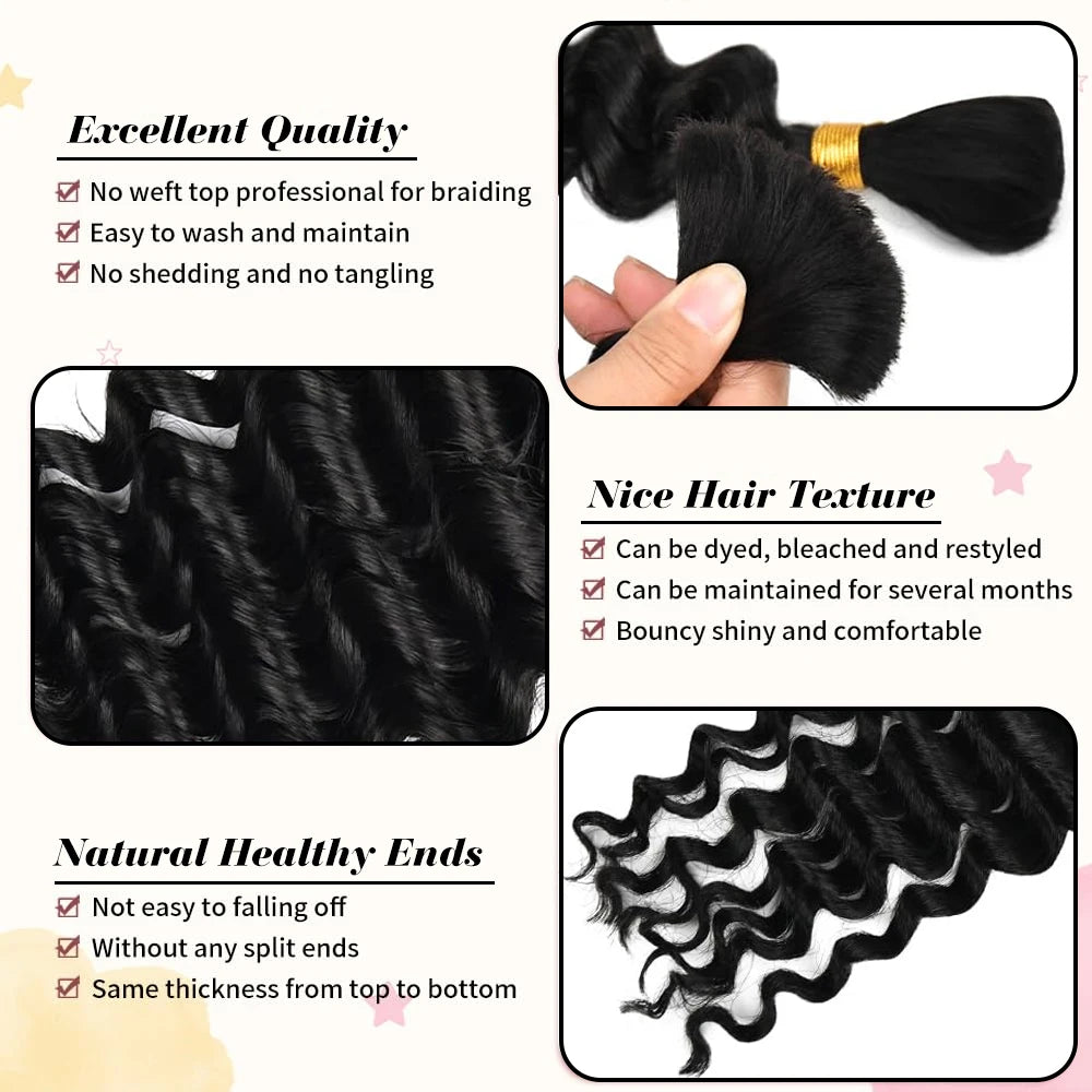 2 Bundles Human Braiding Hair for Boho Braids,