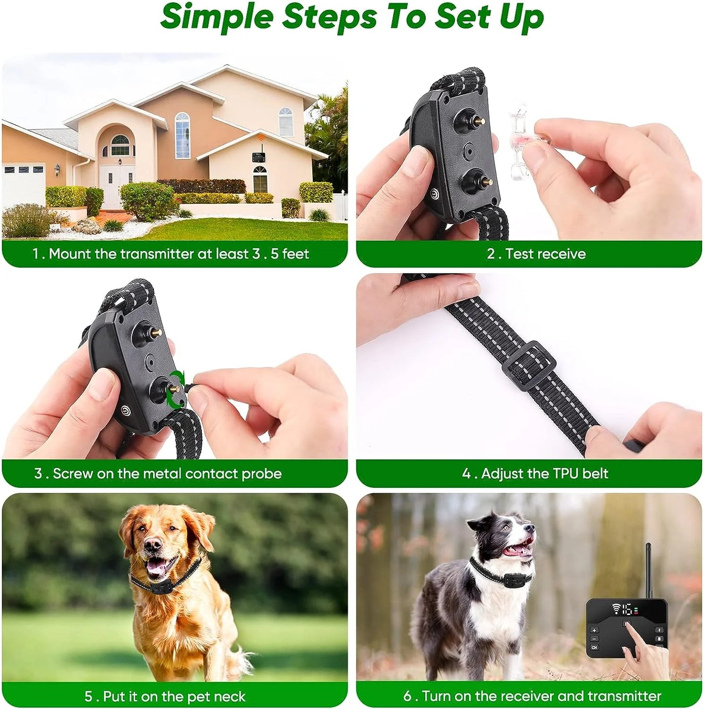 Wireless Dog Fence, Electric Fence for 2 Dogs Shocks Training Collar Remote