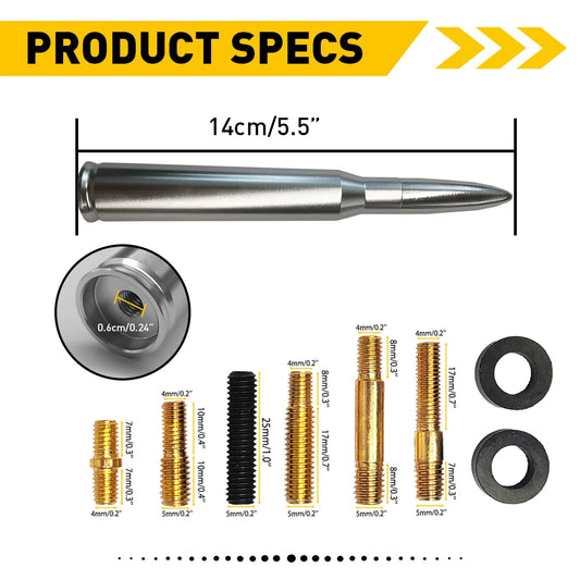 Car Roof Antenna Bullet Radio Whip Aerial Antenna Pole AM/FM Radio Car Pole Universal