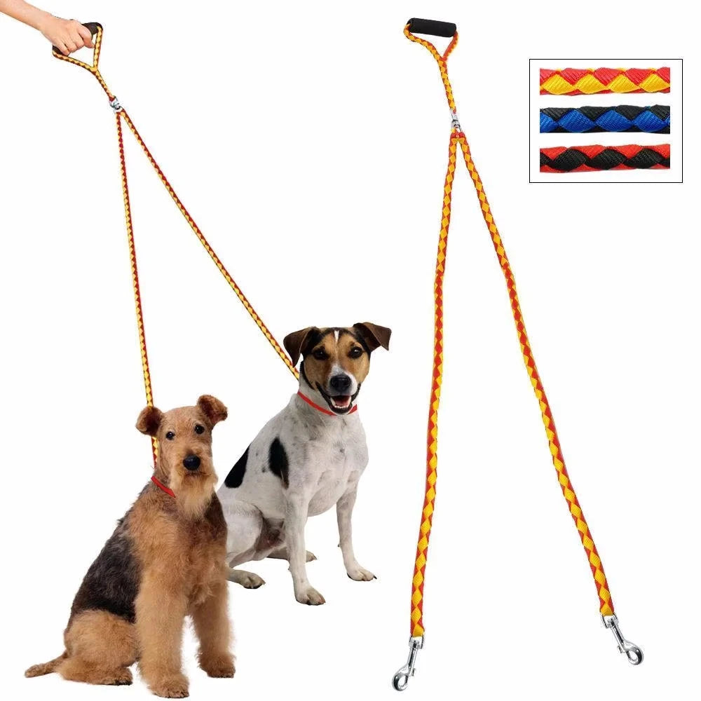 Pet Double Leash 360 Degree Rotation Knotless Pet Walking Leash