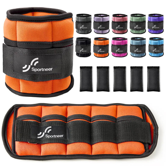 Sportneer Adjustable Ankle Weights 1Pair 10lb Leg Weight Straps for Women Men Weighted Ankle