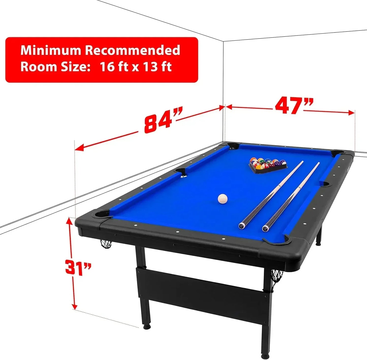 6, 7, or 8 ft Billiards Table - Portable Pool Table
