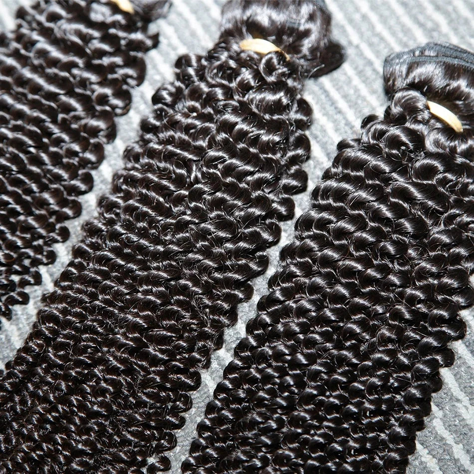 3 PCS Peruvian Deep Wave Bundles Virgin Human Hair Double Weft Curly 30 40 Inch Hair Weave