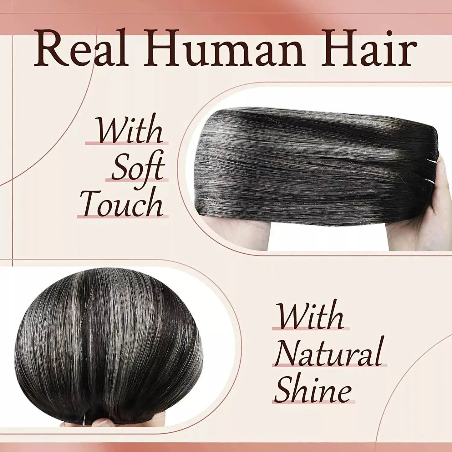 10Pcs/Pack Hair Extensions Full Head Blonde Straight Clip Ins Human Hair 12A Grey Hair