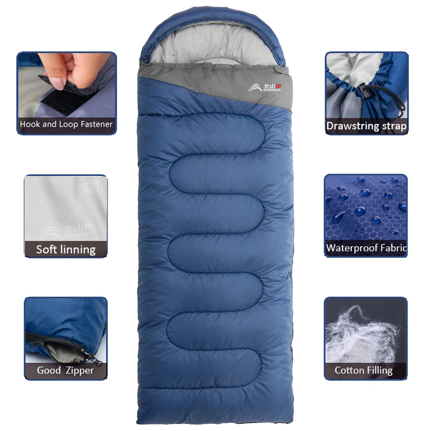 Camping Sleeping Bag Ultralight Waterproof Warm Envelope Backpacking Sleeping Bags for Outdoor Traveling Hiking
