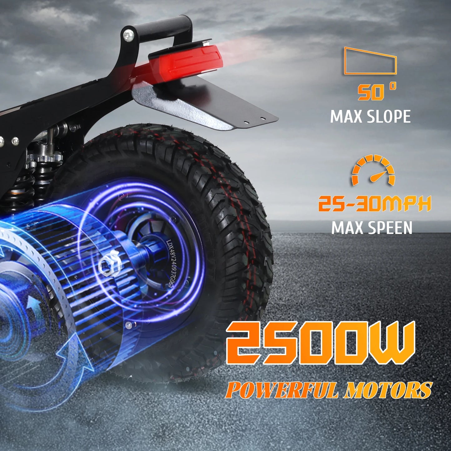 Q30 2500W Adult Electric Scooter Single Motor Max Speed 50-60km/h, 48V16AH, 11 Inch Off Road Tire Sports Folding Electri