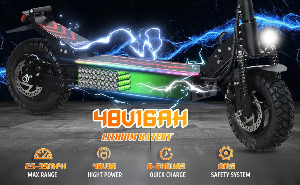 Q30 2500W Adult Electric Scooter Single Motor Max Speed 50-60km/h, 48V16AH, 11 Inch Off Road Tire Sports Folding Electri